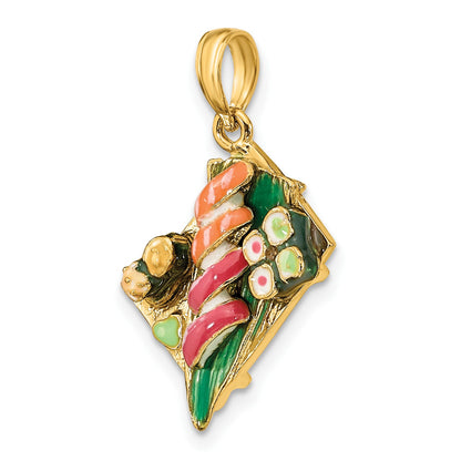 14K 3-D Multi-color Enameled Sushi Plate Charm