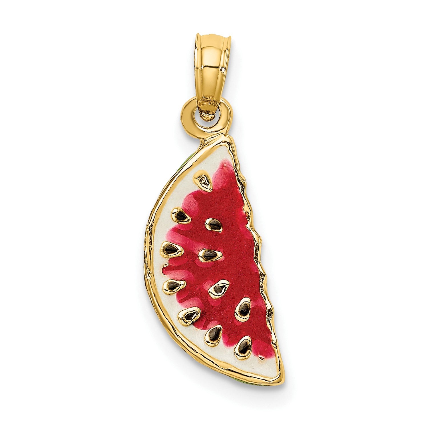 14K Multi-color Enameled 3-D Watermelon Charm