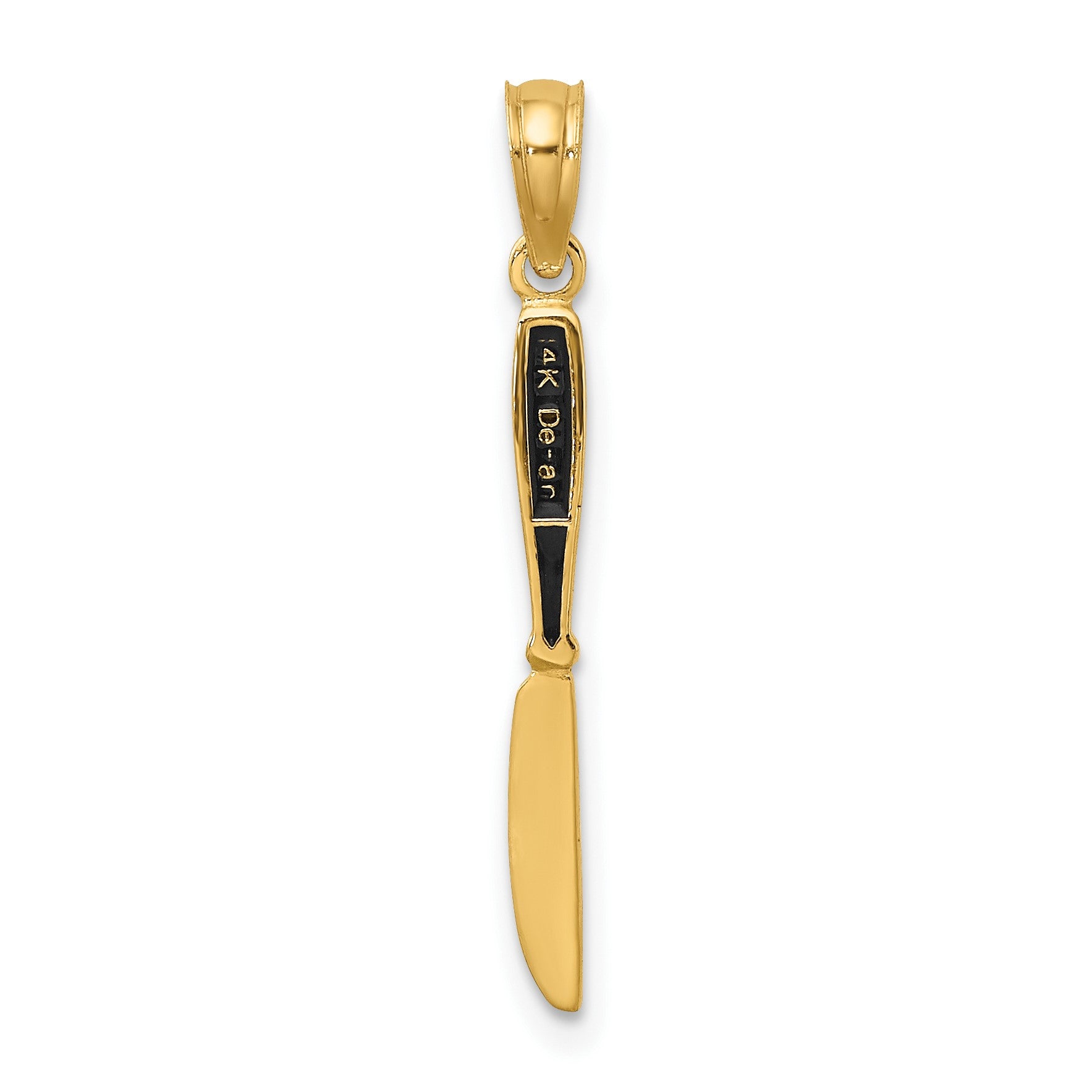 14K 3-D Black Enameled Table Knife Charm