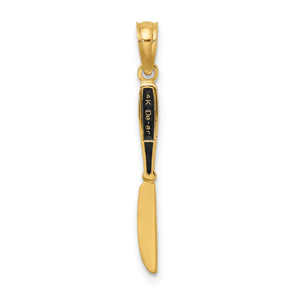 14K 3-D Black Enameled Table Knife Charm