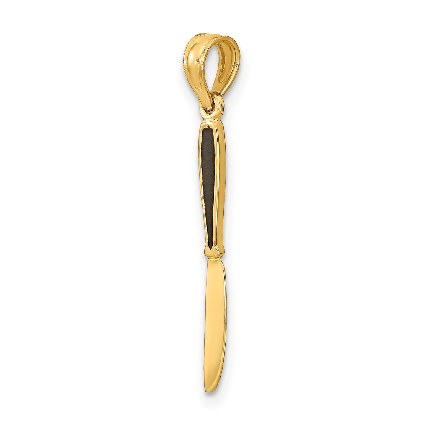 14K 3-D Black Enameled Table Knife Charm