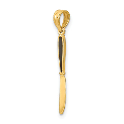 14K 3-D Black Enameled Table Knife Charm