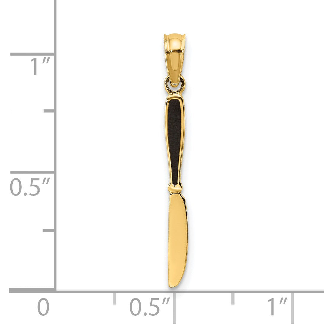 14K 3-D Black Enameled Table Knife Charm