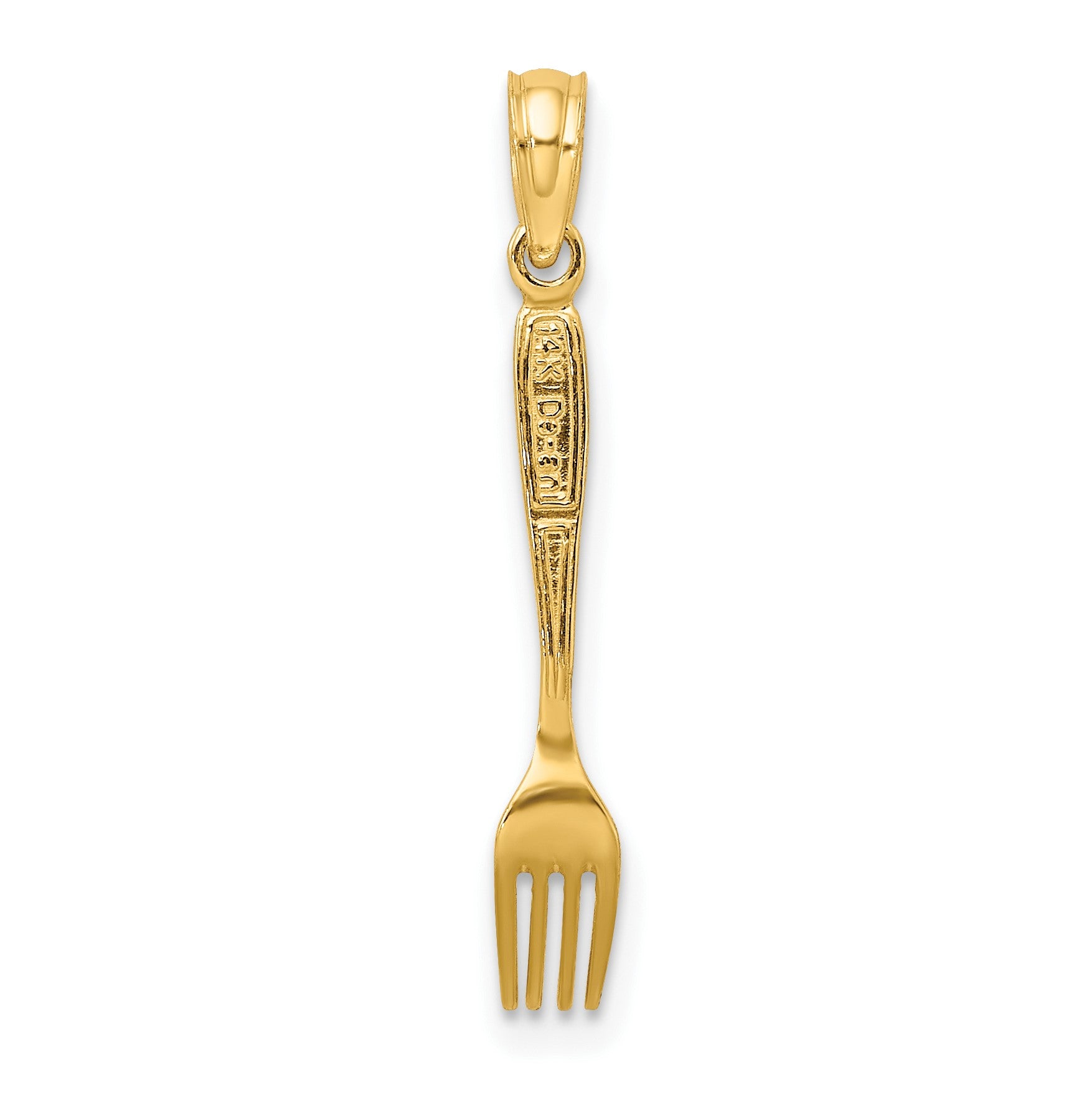 14K 3-D Black Enameled Table Fork Charm