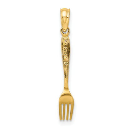 14K 3-D Black Enameled Table Fork Charm