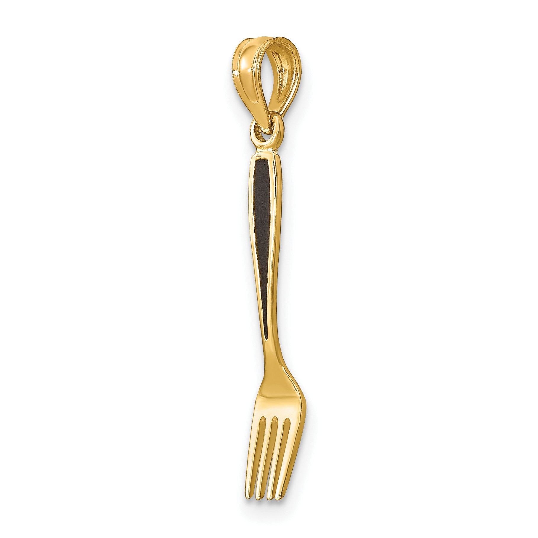 14K 3-D Black Enameled Table Fork Charm