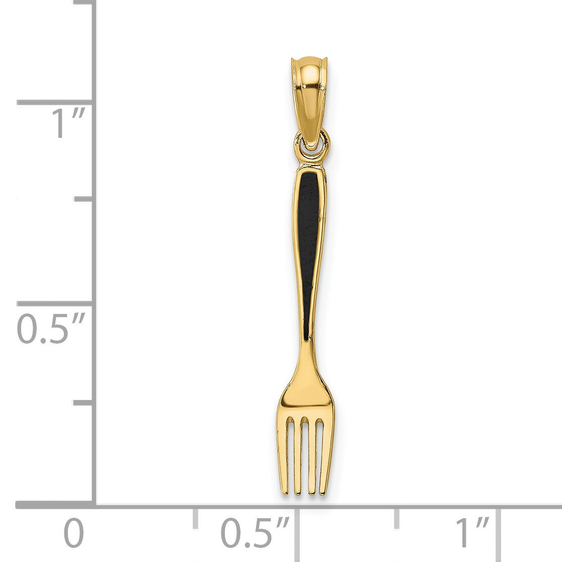 14K 3-D Black Enameled Table Fork Charm