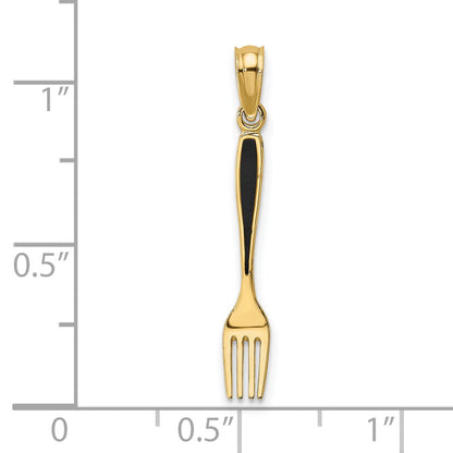 14K 3-D Black Enameled Table Fork Charm