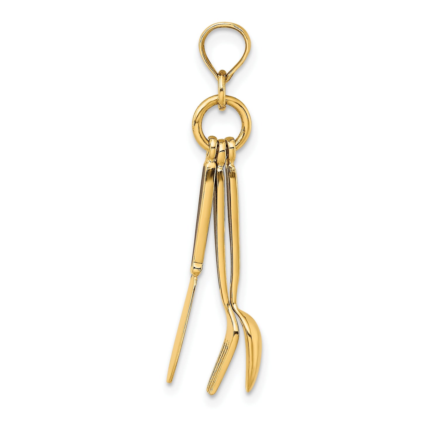 14K 3-D Black Enameled Knife, Fork, Spoon Moveable Charm