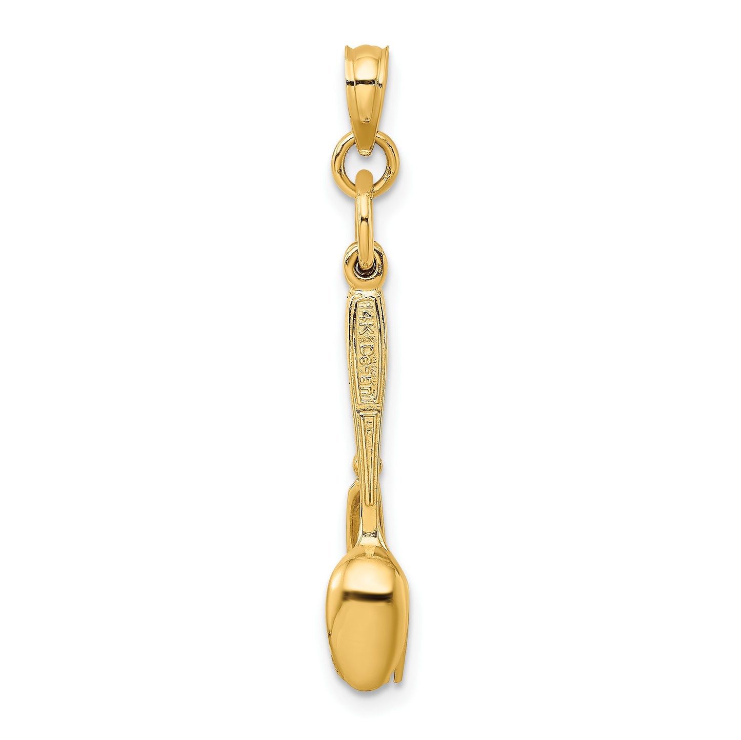 14K 3-D Black Enameled Knife, Fork, Spoon Moveable Charm
