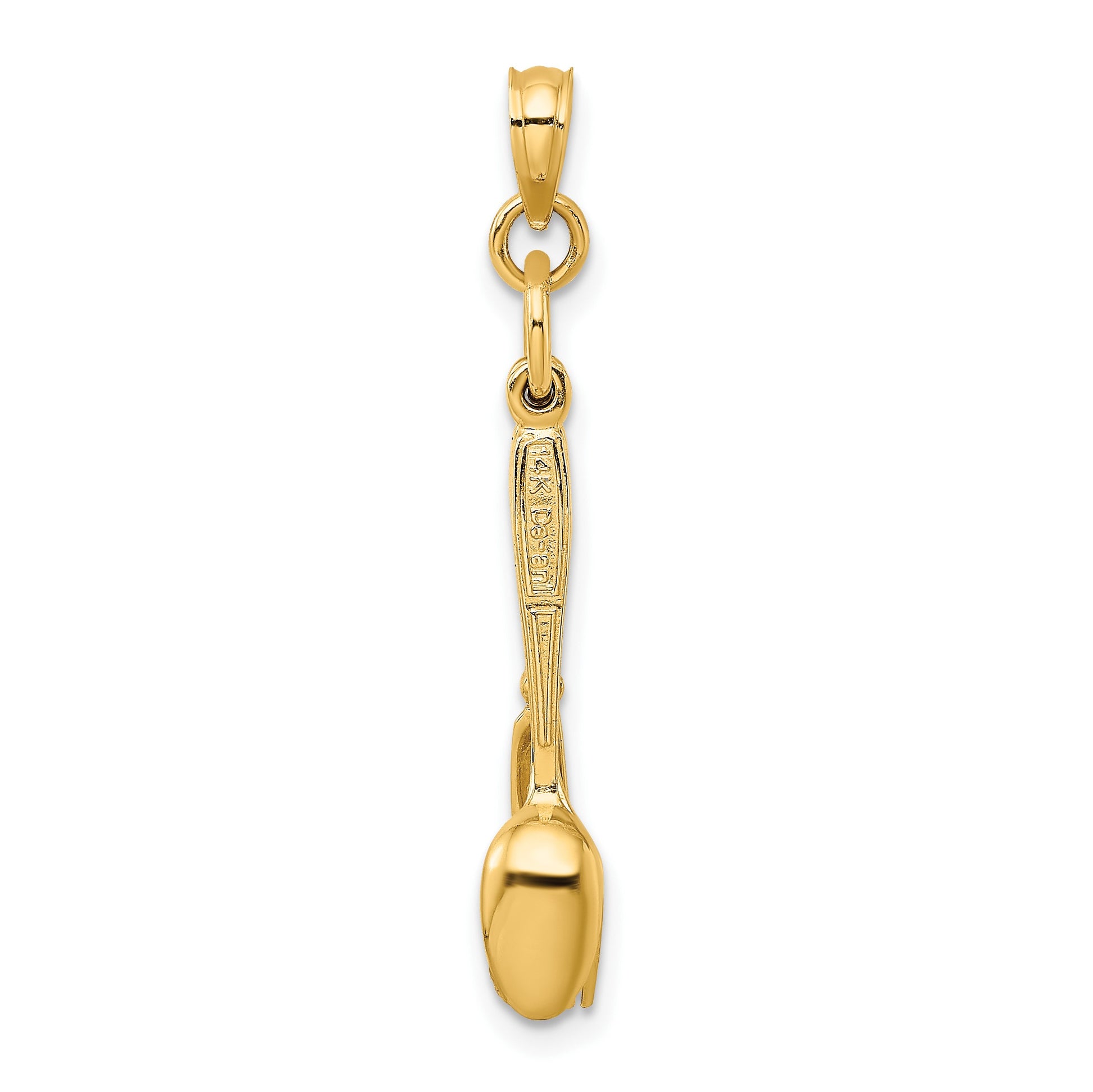 14K 3-D Black Enameled Knife, Fork, Spoon Moveable Charm