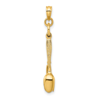14K 3-D Black Enameled Knife, Fork, Spoon Moveable Charm