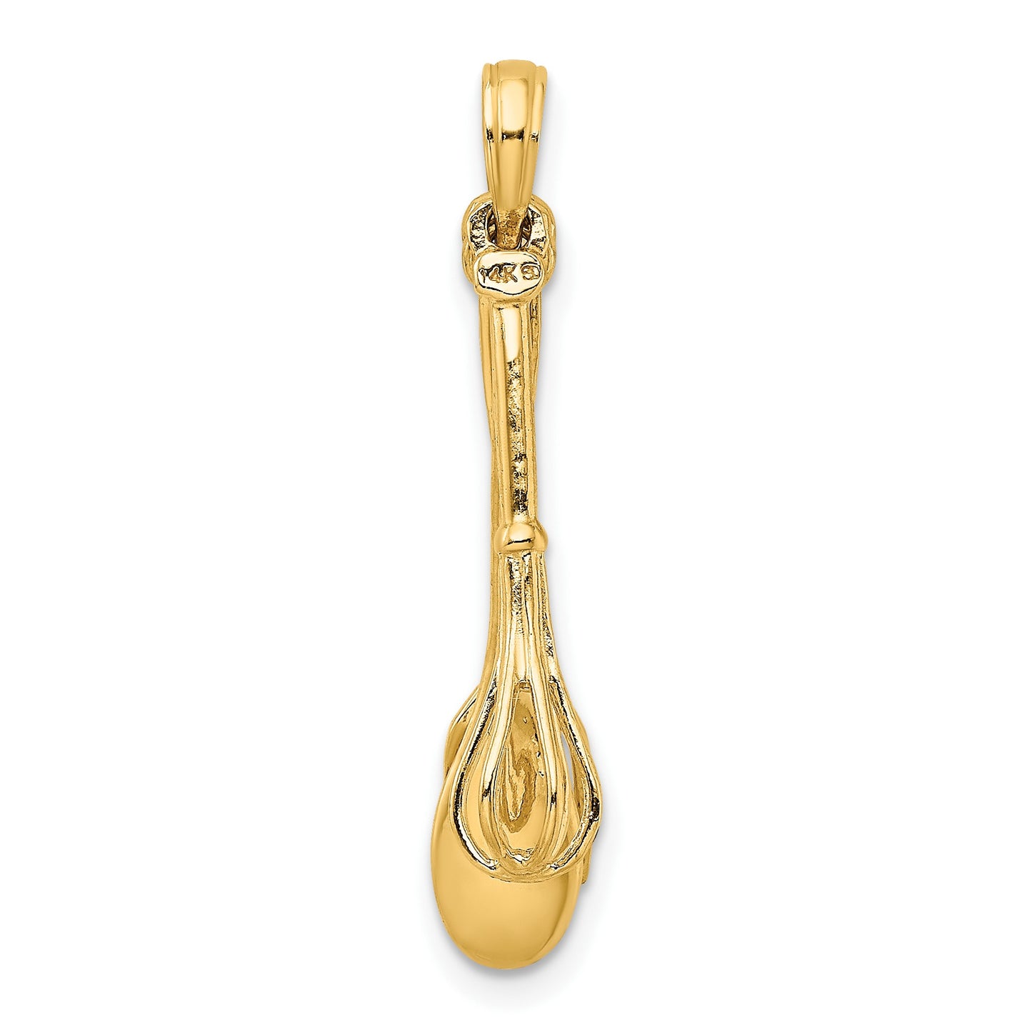 14K 3-D Black Enamel Spatula, Wooden Spoon, Whisk Moveable Charm