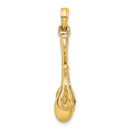 14K 3-D Black Enamel Spatula, Wooden Spoon, Whisk Moveable Charm