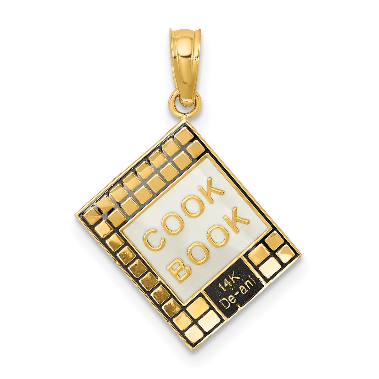 14K Black and White Enameled 3-D Cook Book Charm