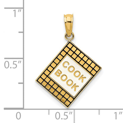 14K Black and White Enameled 3-D Cook Book Charm