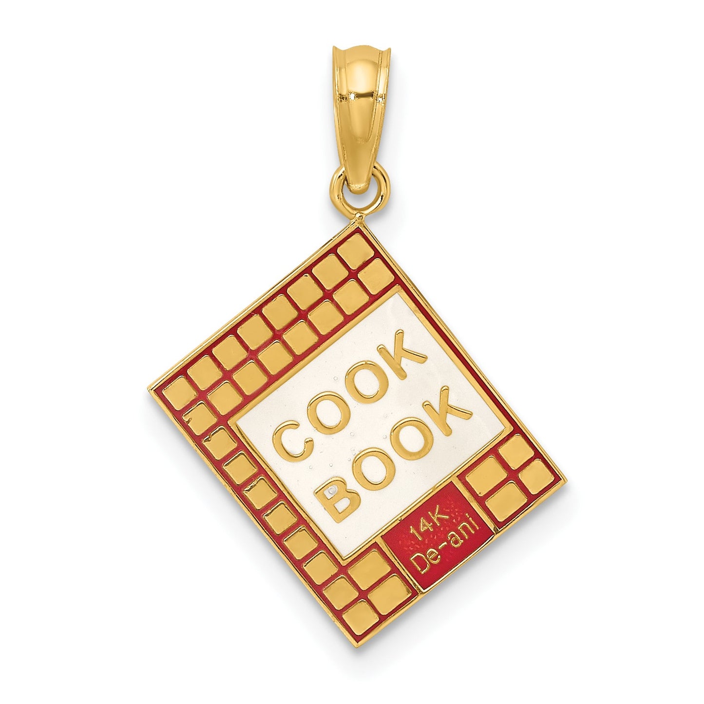 14K Red and White Enameled 3-D Cook Book Charm