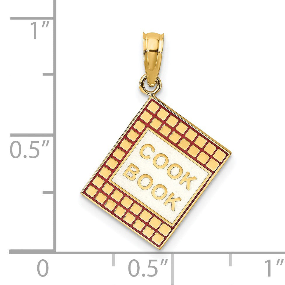 14K Red and White Enameled 3-D Cook Book Charm
