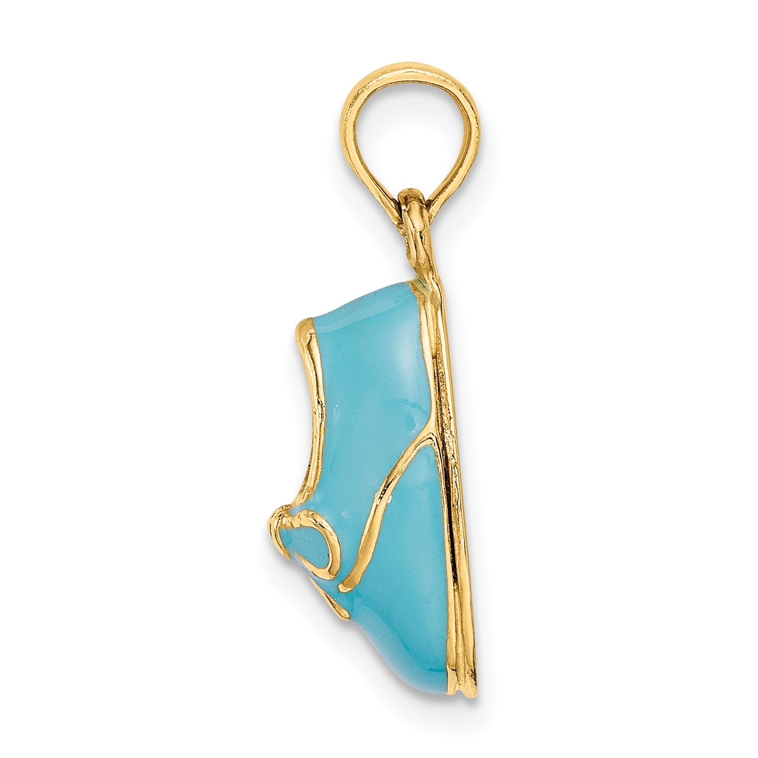 14k Blue Enameled 3-D Baby Shoe with Bow Pendant
