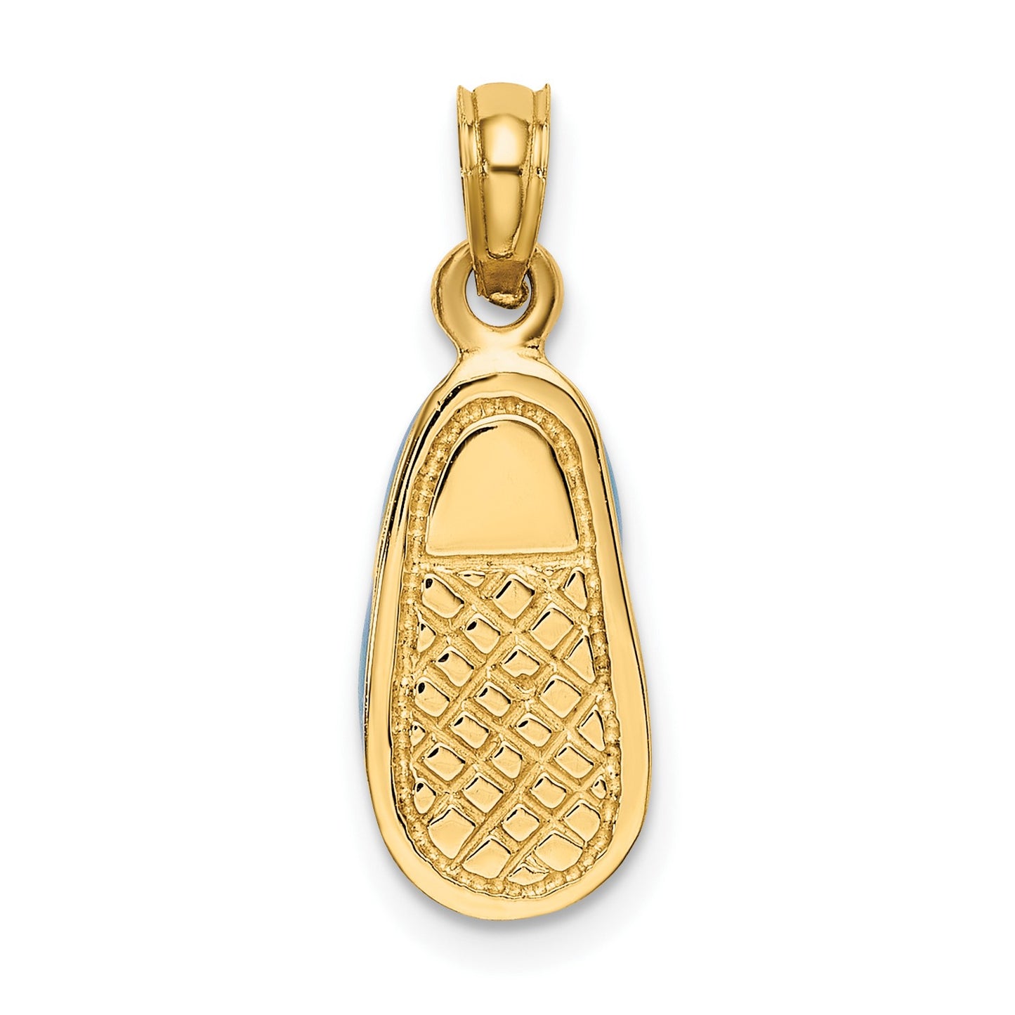 14k Blue Enameled 3-D Baby Shoe with Bow Pendant