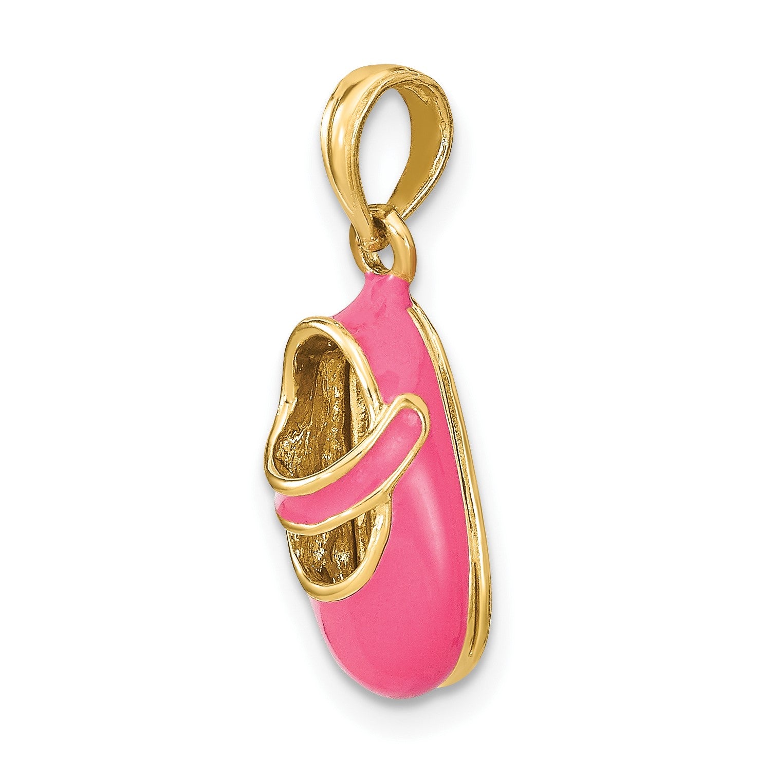14K Pink Enameled 3-D Baby Shoe Charm