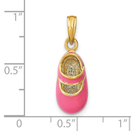 14K Pink Enameled 3-D Baby Shoe Charm