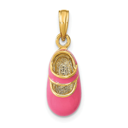 14K Pink Enameled 3-D Baby Shoe Charm