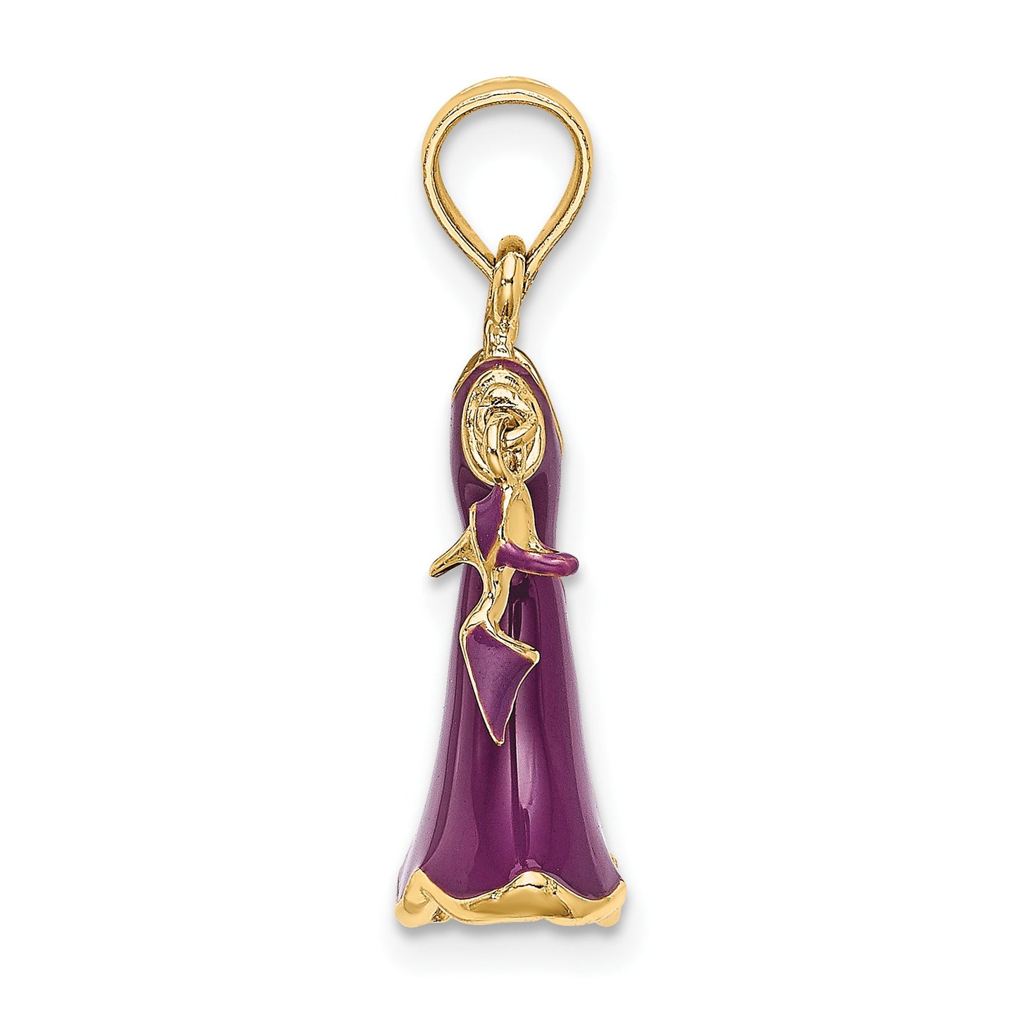 14K 3-D Purple Enameled Dress with Moveable Dangle Shoe Charm