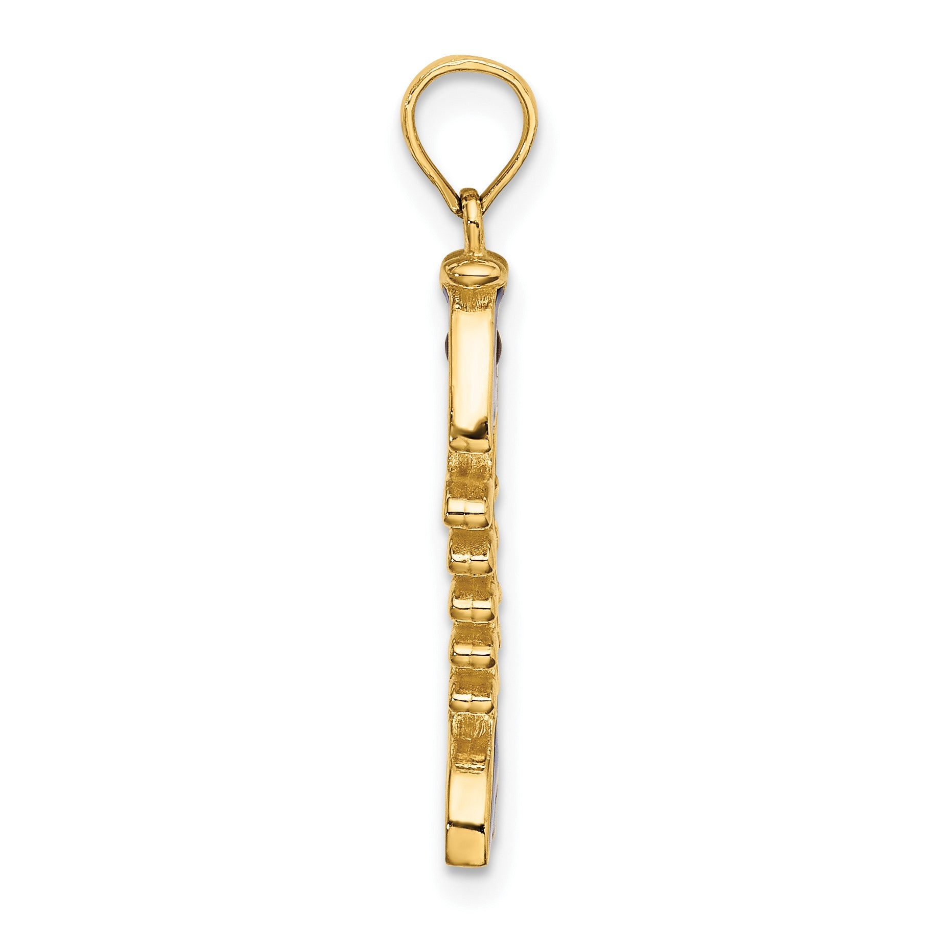 14k 3-D  Blue Enamel Fish Bone Charm