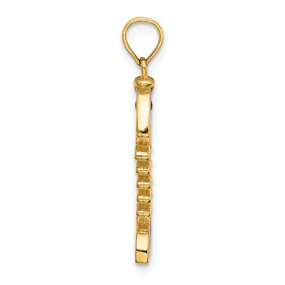 14k 3-D  Blue Enamel Fish Bone Charm