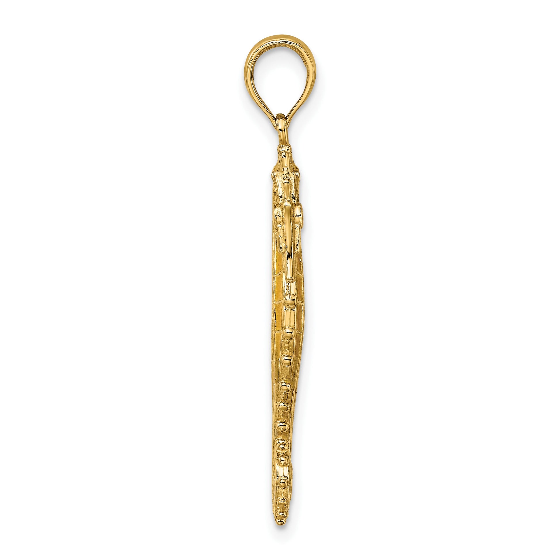 14K 3-D Yellow Enameled Seahorse Charm