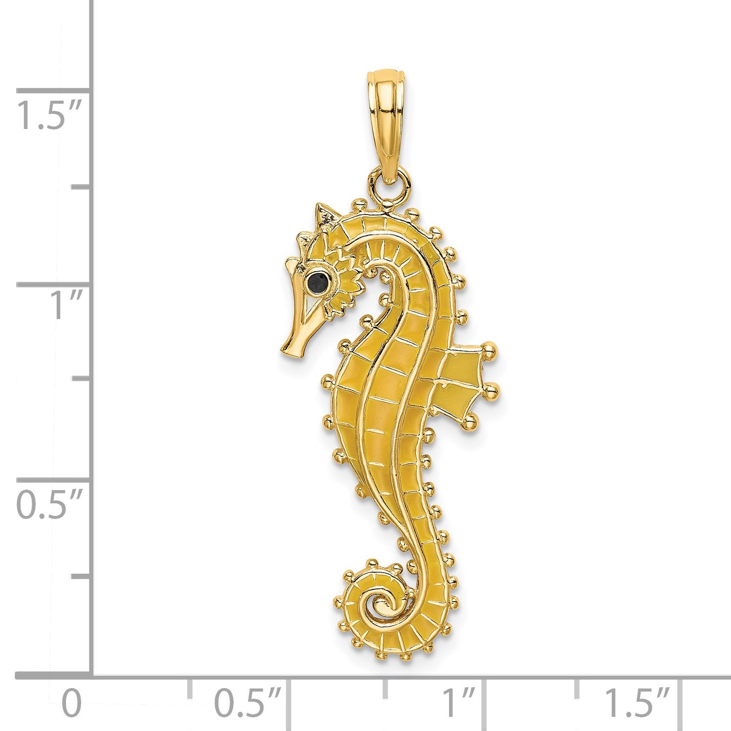 14K 3-D Yellow Enameled Seahorse Charm