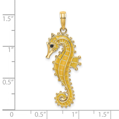 14K 3-D Yellow Enameled Seahorse Charm