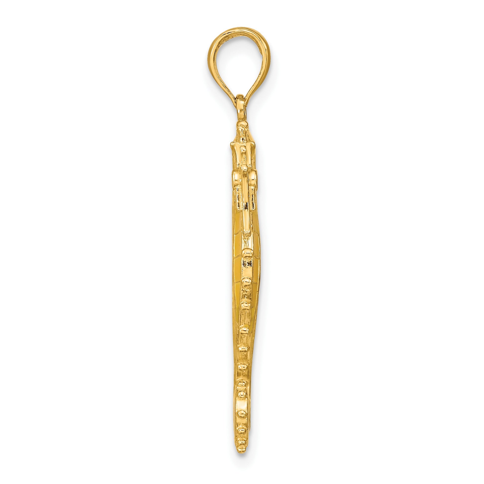 14K 3-D Yellow Enameled Seahorse Charm