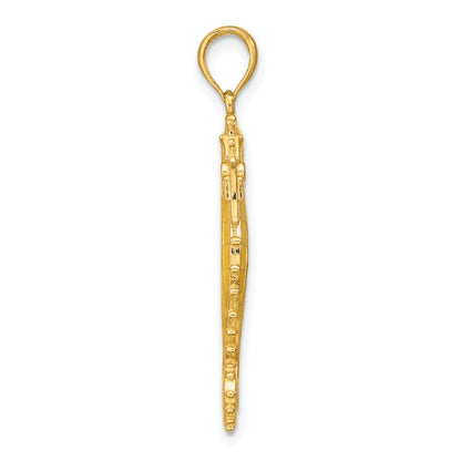 14K 3-D Yellow Enameled Seahorse Charm
