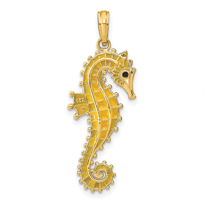 14K 3-D Yellow Enameled Seahorse Charm