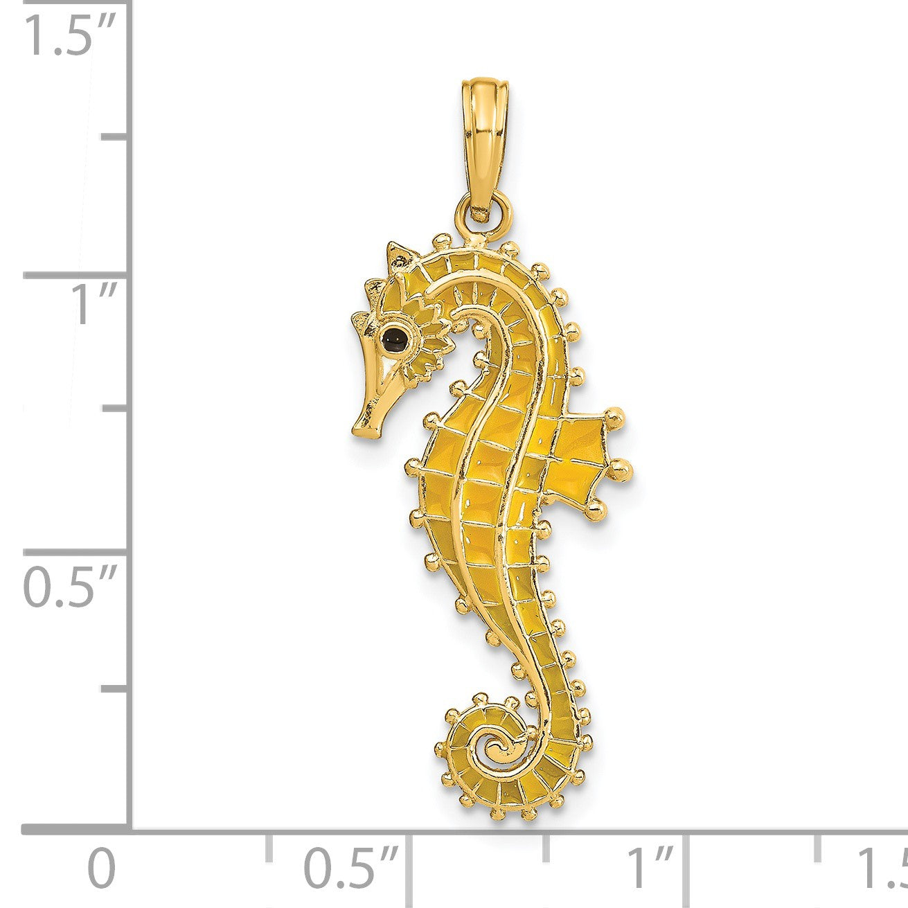 14K 3-D Yellow Enameled Seahorse Charm