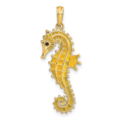 14K 3-D Yellow Enameled Seahorse Charm