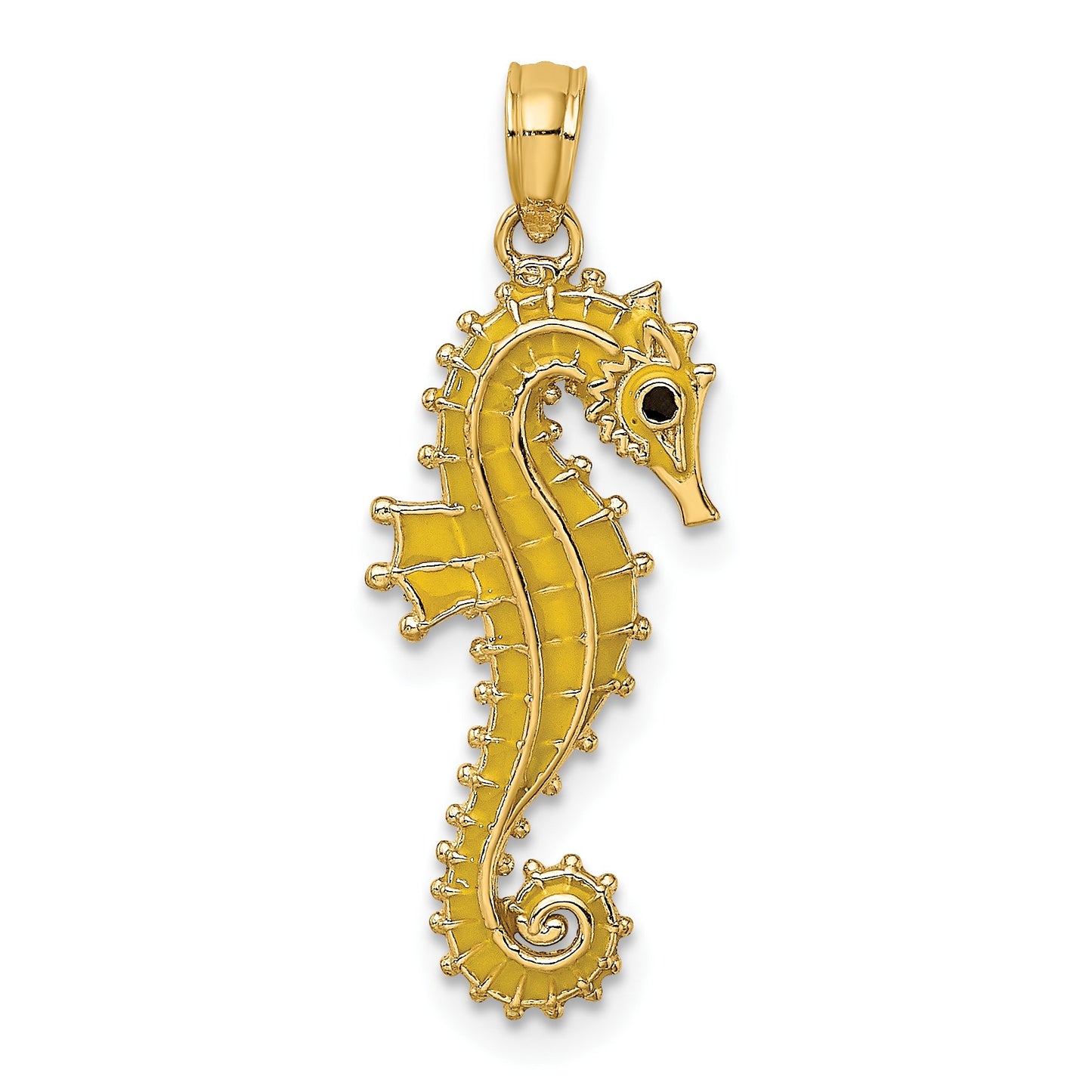 14K 3-D Yellow Enameled Seahorse Charm