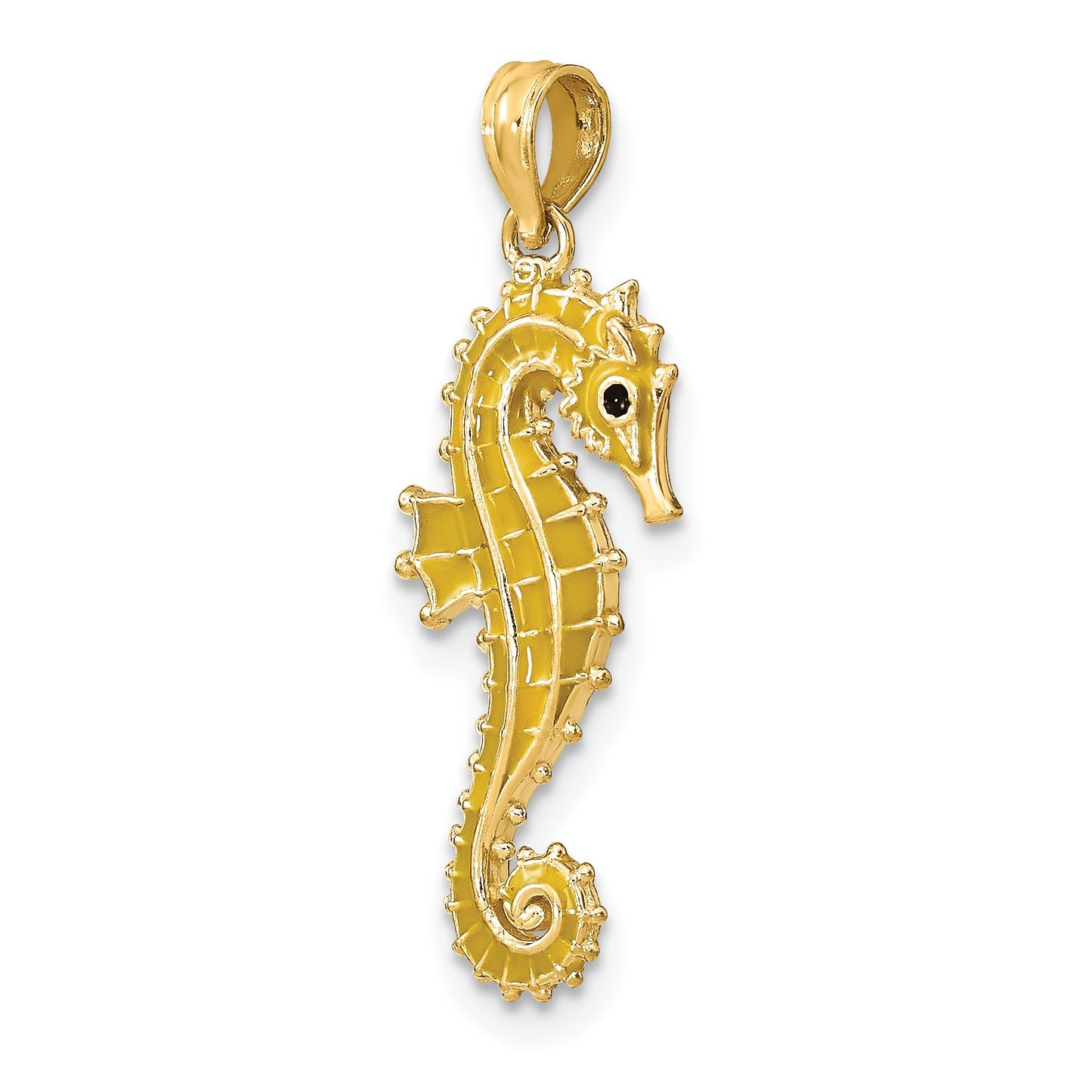 14K 3-D Yellow Enameled Seahorse Charm