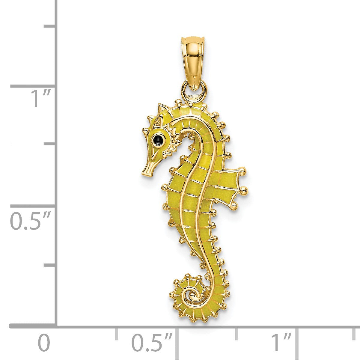 14K 3-D Yellow Enameled Seahorse Charm