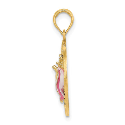 14K Enamel Conch Shell with KEY WEST Circle Charm