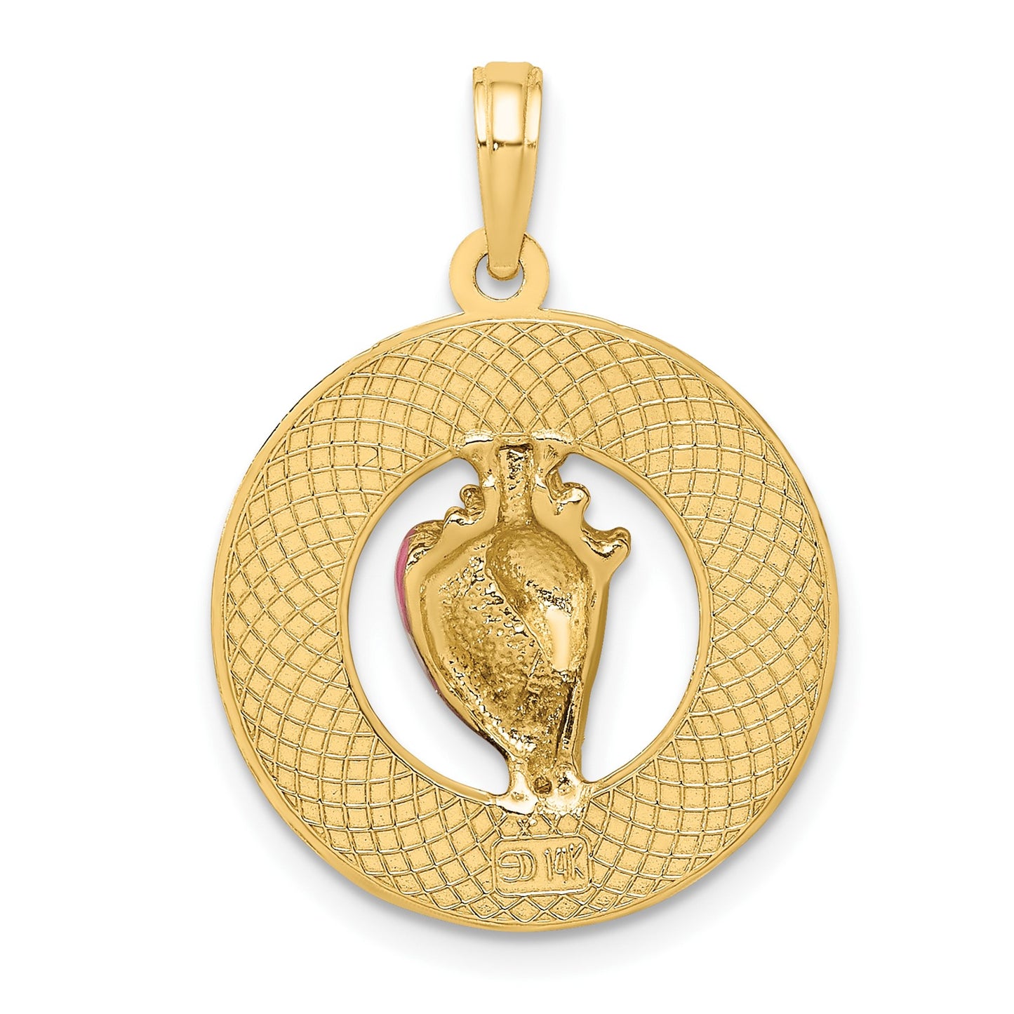 14K Enamel Conch Shell with KEY WEST Circle Charm