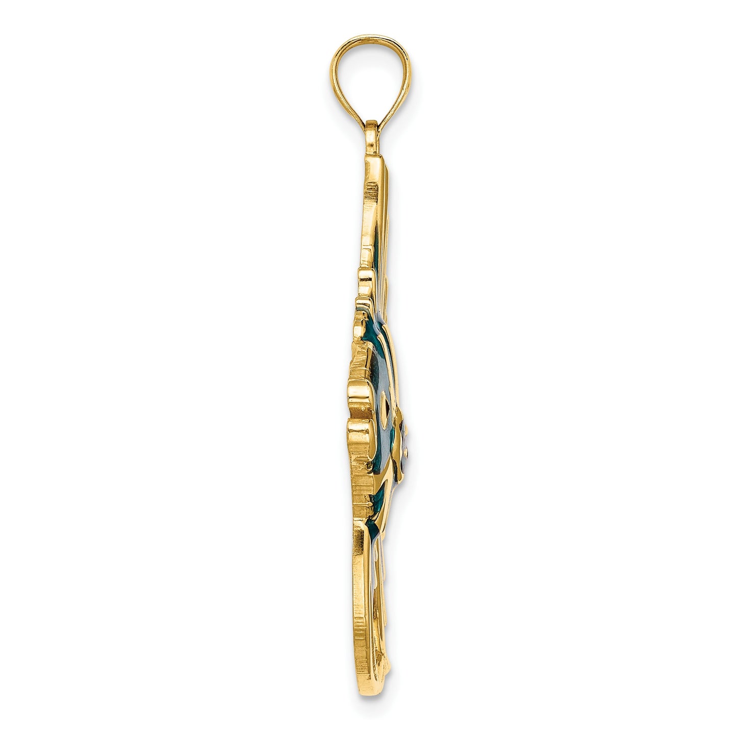 14K Blue Enameled Large Angelfish Charm