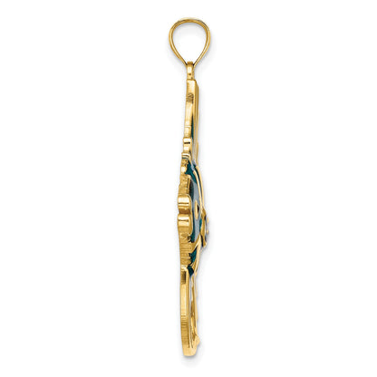 14K Blue Enameled Large Angelfish Charm