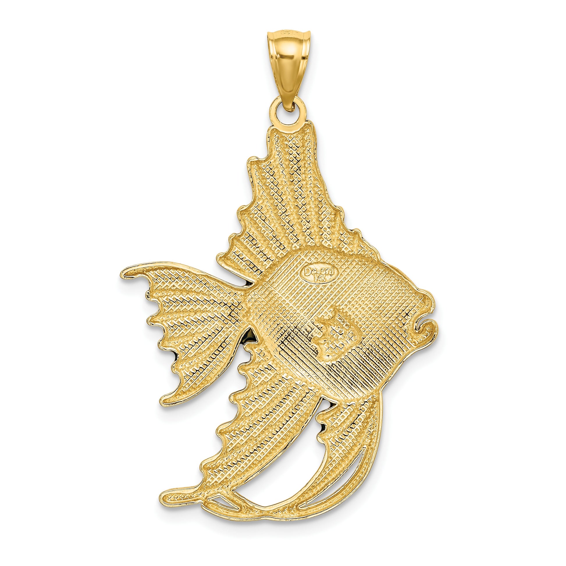 14K Blue Enameled Large Angelfish Charm