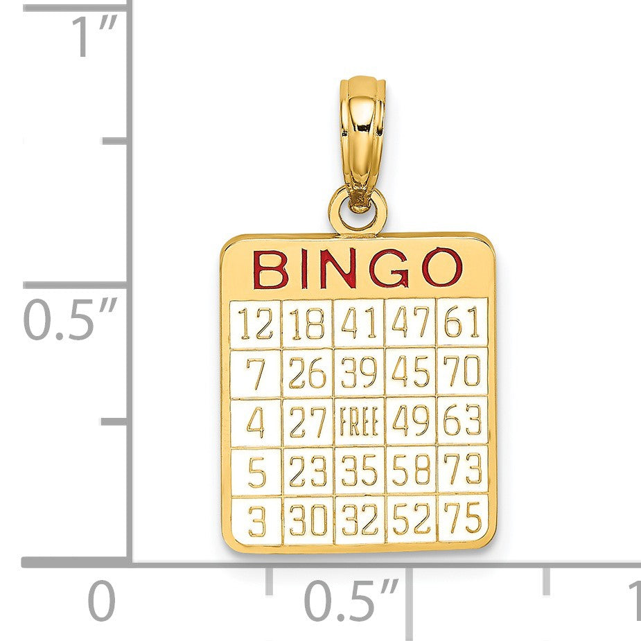 14K Enameled Bingo Card Charm