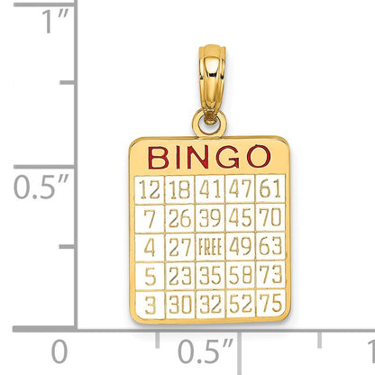 14K Enameled Bingo Card Charm