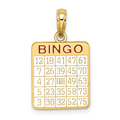 14K Enameled Bingo Card Charm