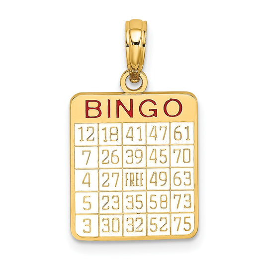 14K Enameled Bingo Card Charm